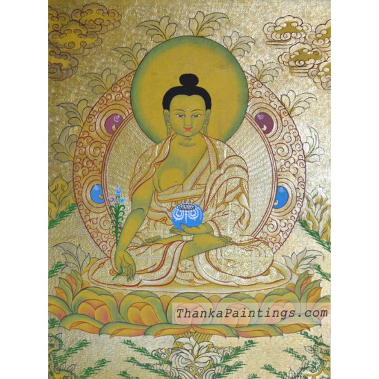 Medicine Buddha Gold Thangka