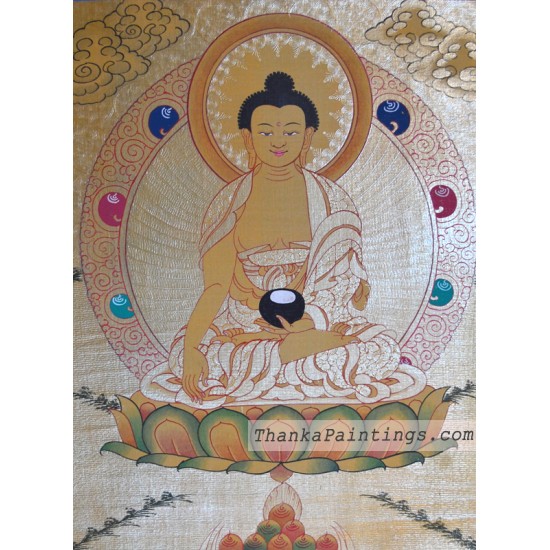 Shakyamuni Buddha Gold Lap Thangka