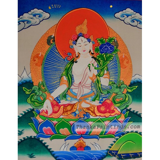 White Tara Figure Thangka