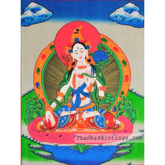 White Tara Figure Thangka